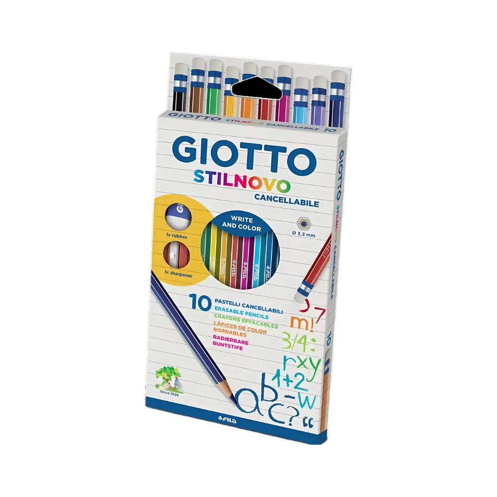 סט 10 עפרונות צבעוניים מחיקים GIOTTO