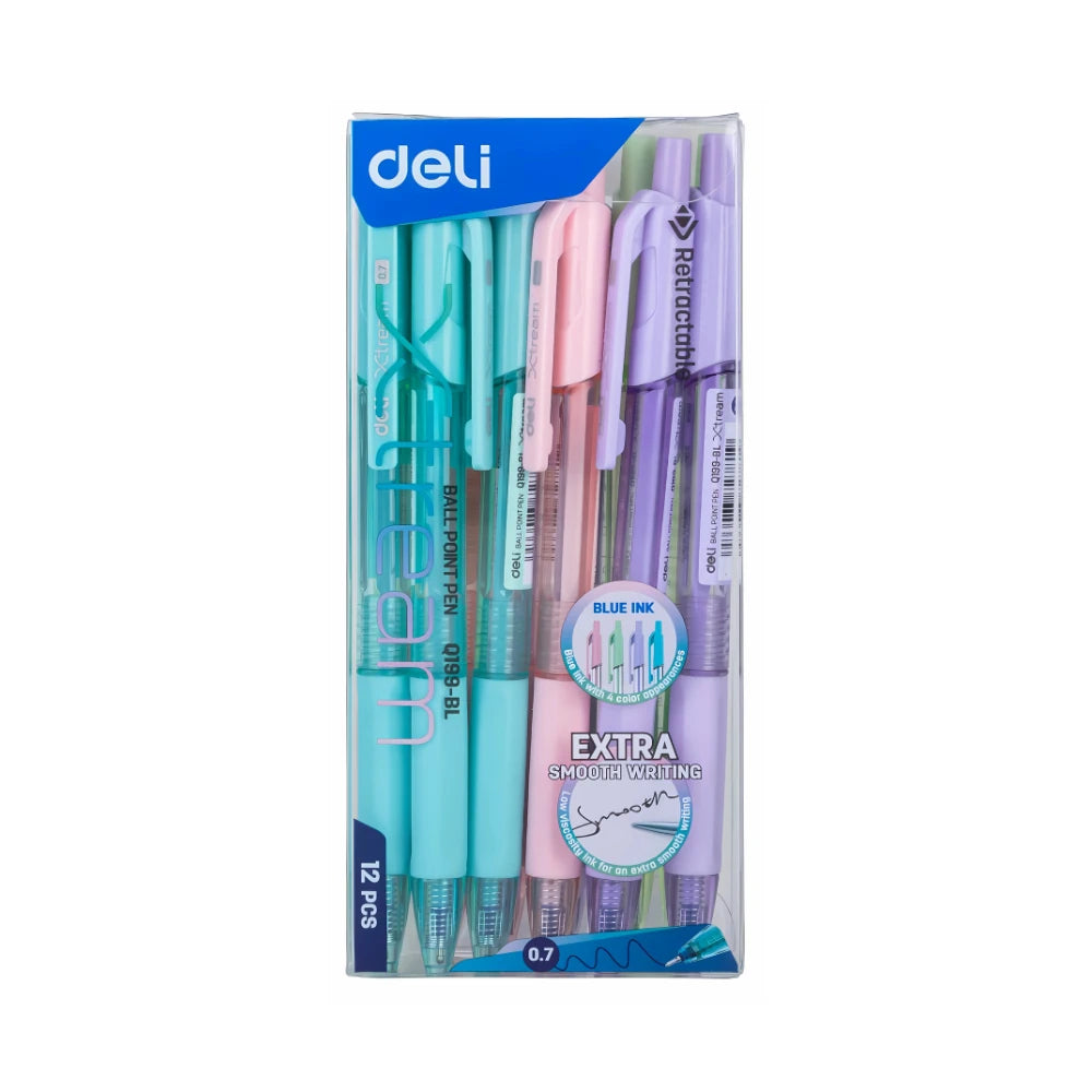 חב' 12 עט לחצן 0.7 כחול Deli