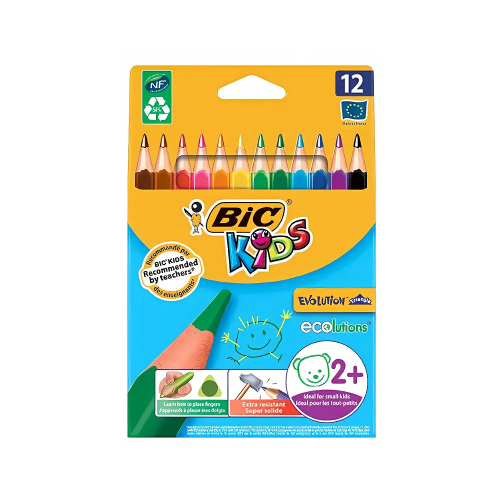 סט 12 עפרונות צבעוניים עבים BIC