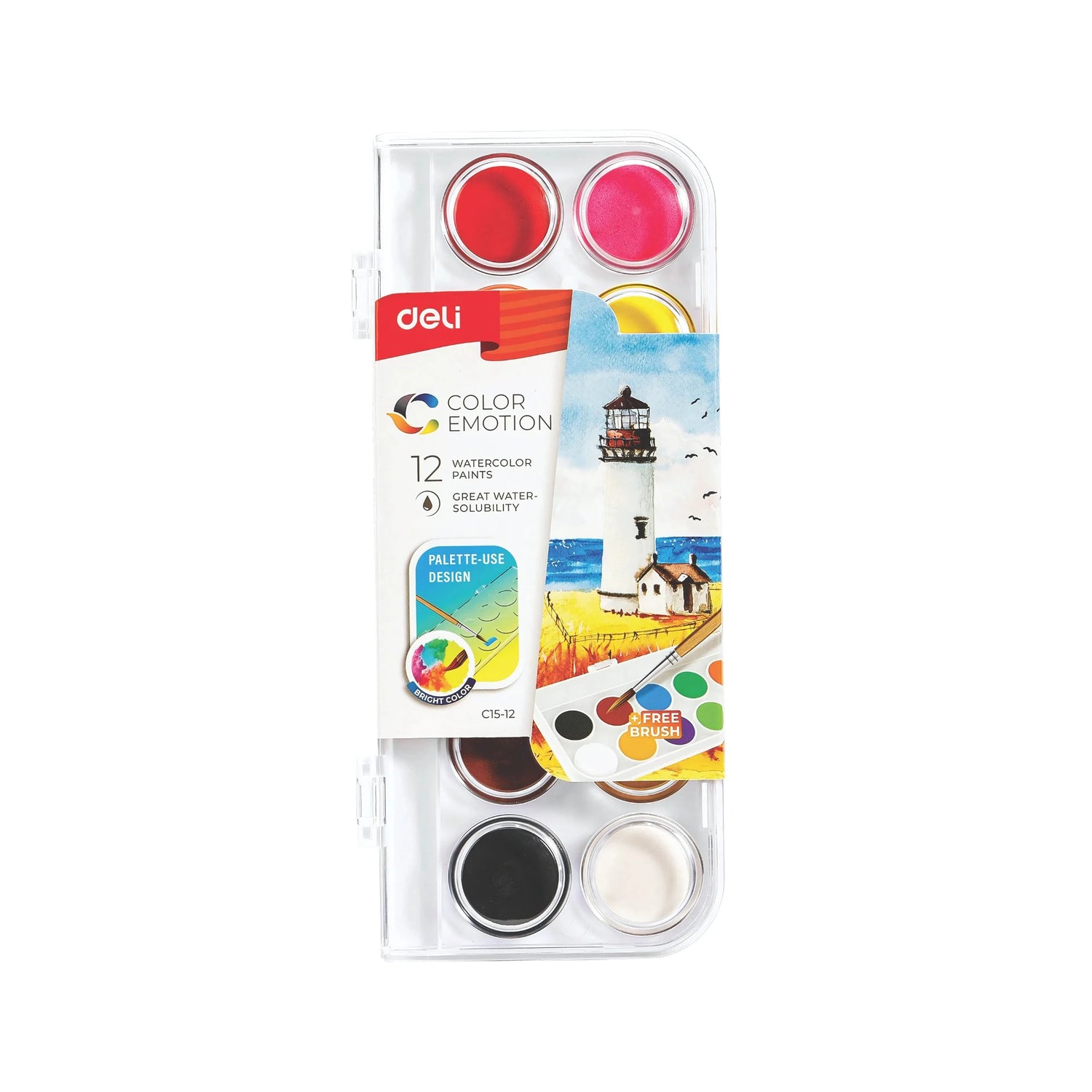 סט 12 צבעי מים DELI