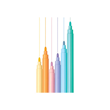 סט 12 טושים דקים בצבעי פסטל FIBRACOLOR