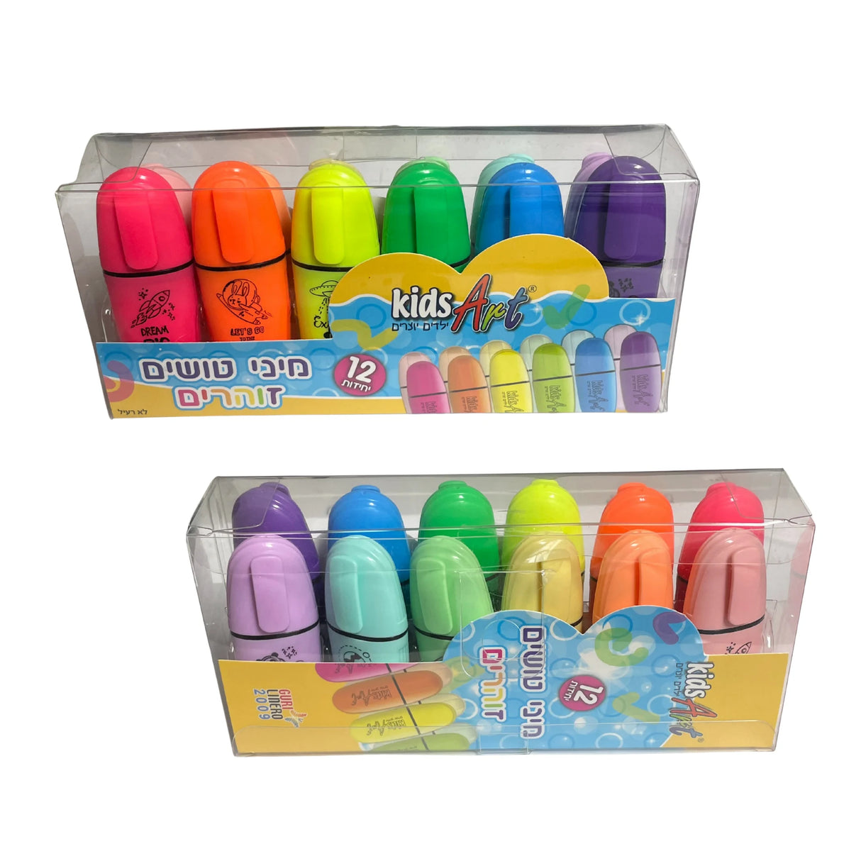 סט 12 מיני מרקרים זוהרים