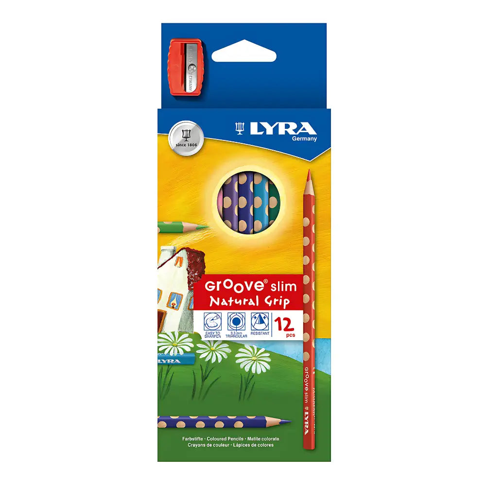 סט 12 עפרונות צבעוניים דקים LYRA Groove