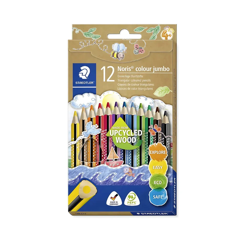 סט 12 עפרונות צבעוניים ג'מבו שטדלר STAEDTLER
