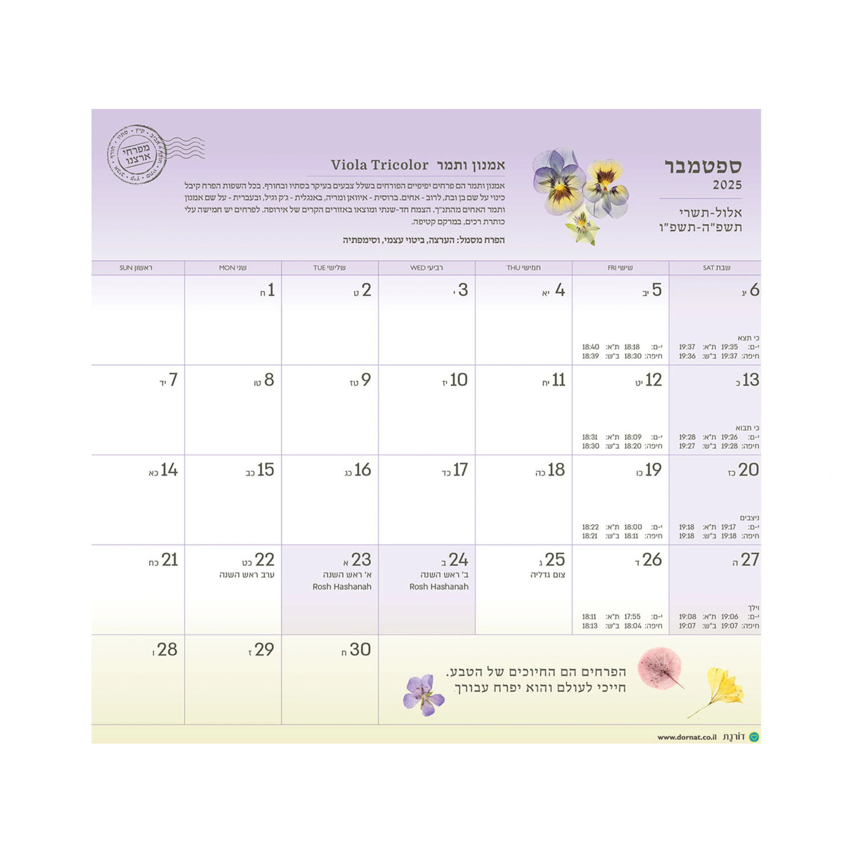 לוח שנה מגנטי גדול את פרח 2025/2026