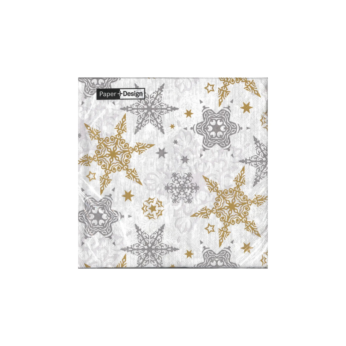 מארז 20 מפיות - כוכבים כסף זהב