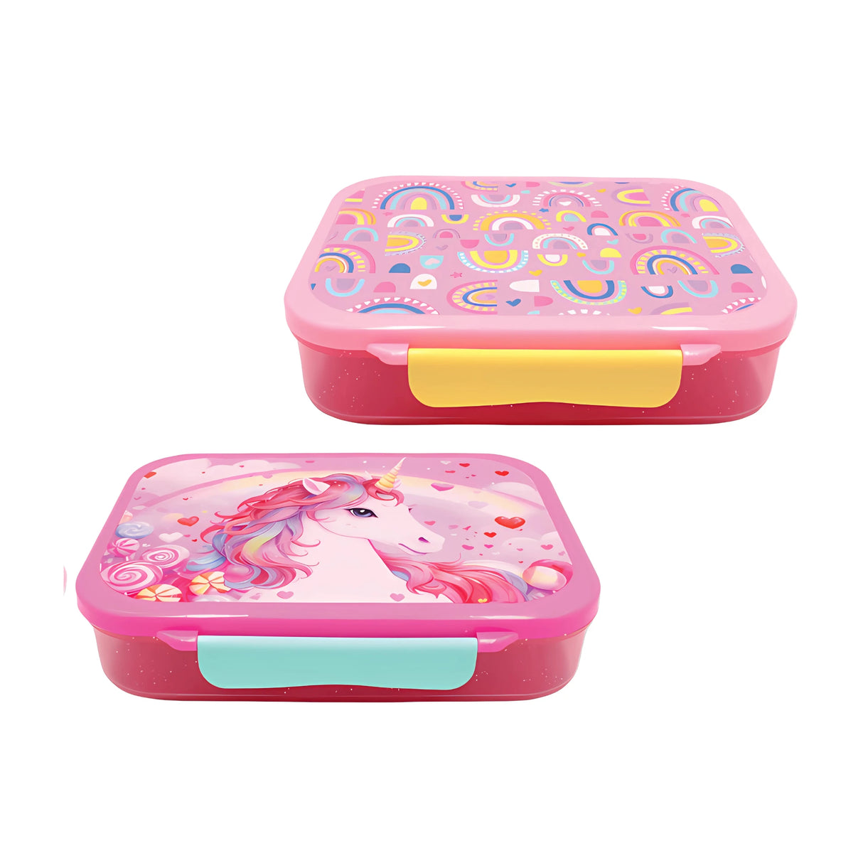 קופסת אוכל מחולקת - יוניקורן סוכריות/קשתות