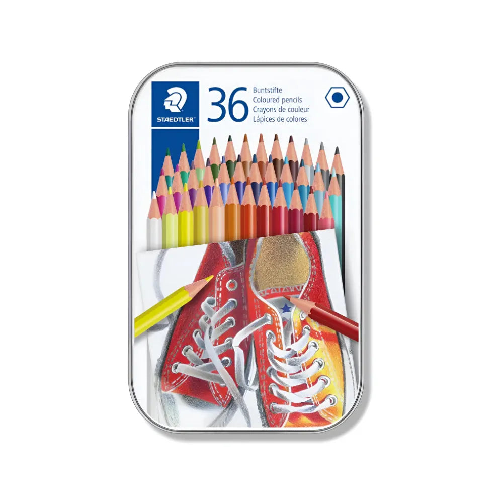 סט 36 עפרונות צבעוניים בקופסת פח שטדלר STAEDTLER
