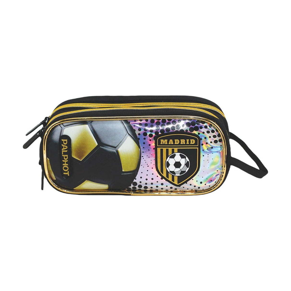 קלמר 4 תאים כדורגל שחור זהב