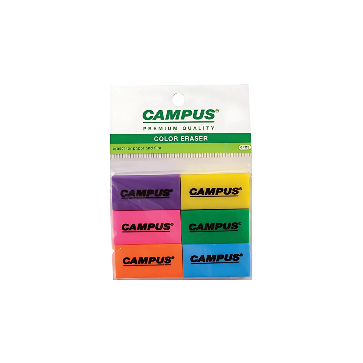 מארז 6 מחקים צבעוניים CAMPUS