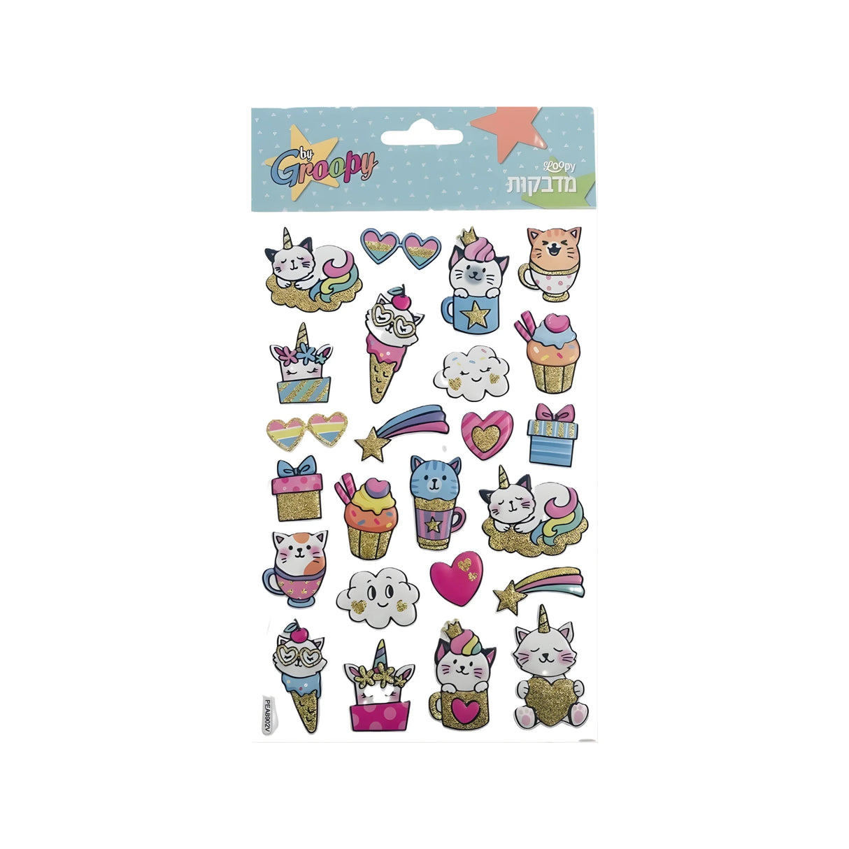 מדבקות פאפי MIX חתולים חד קרן