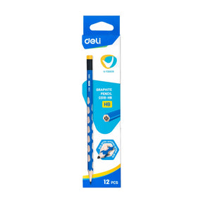 חב' 12 עפרונות לאחיזה נכונה עם מחק DELI
