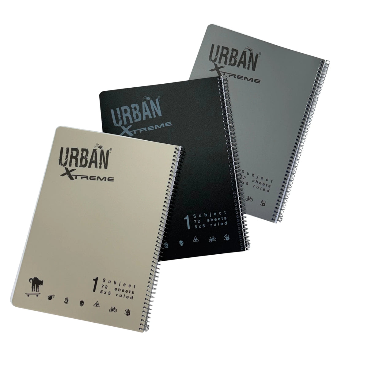 מארז 3 מחברות ספירל A4 משובץ אורבן URBAN B/G/W