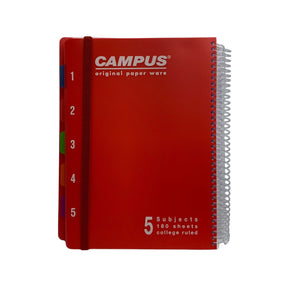 מחברת ספירל A4 + גומייה 5 נושאים שורה קמפוס CAMPUS