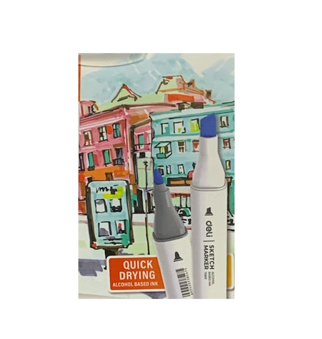 סט 12 סקצ' מרקר דו צדדי DELI Sketch Marker