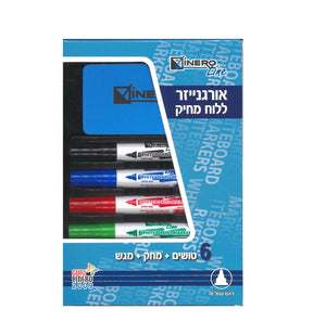 סט 6 טוש מחיק + ספוג + מגש